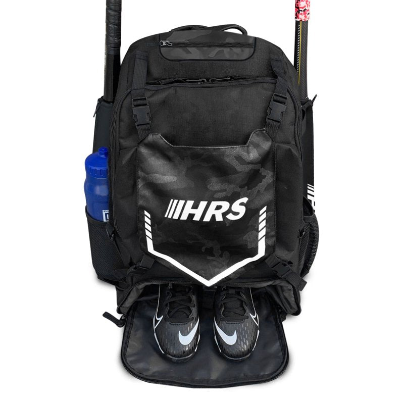 Baseball Bat Backpack Bag Holds 4 Bats Glove Helmet Sport Gear Black Camo