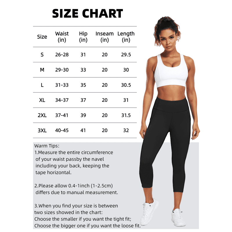 High Waist Yoga Capri Leggings with Pockets for Women - Stretch & Moisture-Wicking, Black, Size L