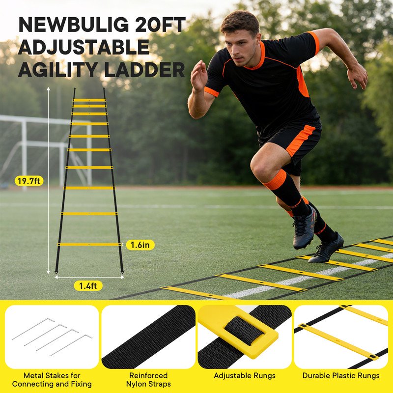 Agility Ladder Training Set with Speed Parachute Hurdles Cones Jump Rope for Sports