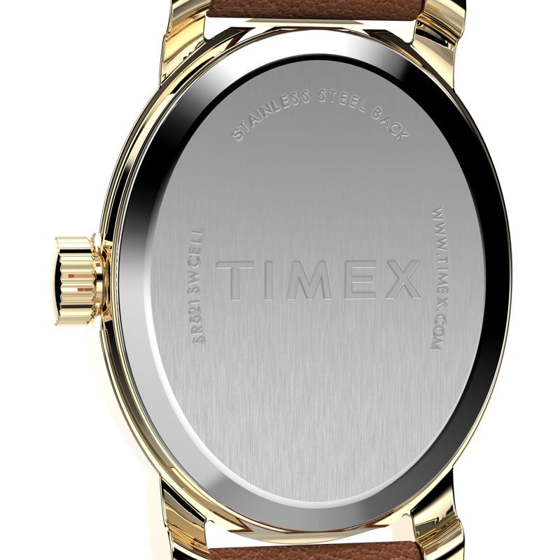 Women's Mother of Pearl Dial Watch with Brown Leather Strap - Gold Tone Case