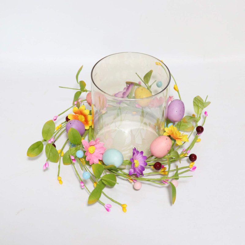 Easter Candle Wreath Centerpiece - 10 Inch Decorative Spring Table Decor