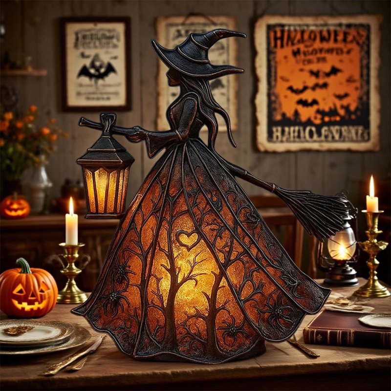 Halloween Witch Lamp - Spooky Decorative USB Table Lamp for Home & Party