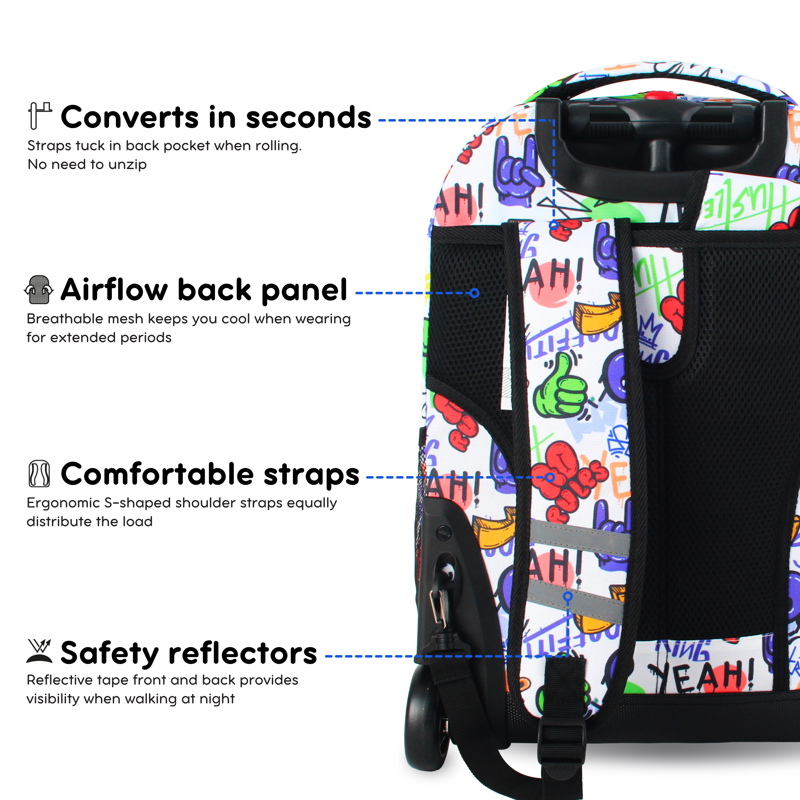 Kids Rolling Backpack with Wheels & Expandable Storage for School & Travel