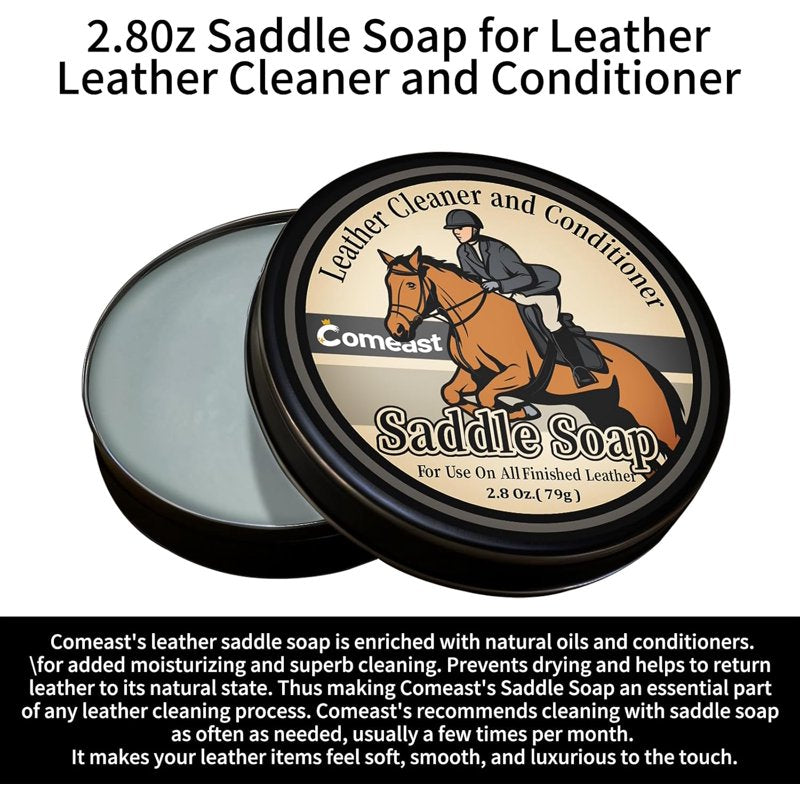 Leather Saddle Soap Cleaner & Conditioner for Shoes, Car Seats & Furniture - 2.8 oz