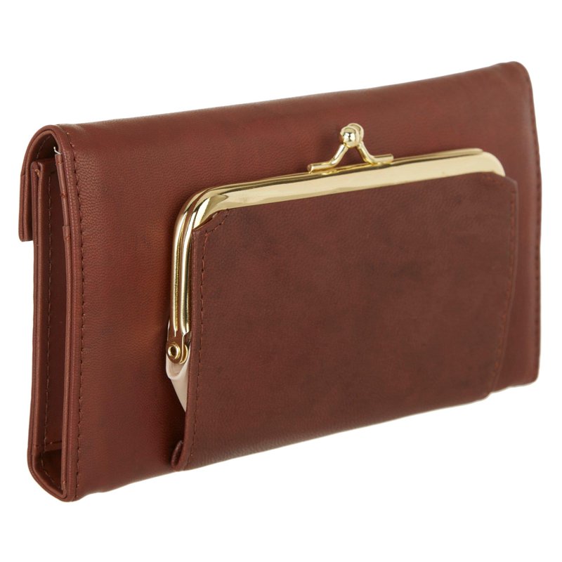 Women's Leather Clutch Organizer with Removable Checkbook - Multiple Colors