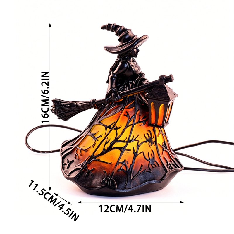 Halloween Witch Lamp Spooky Gothic Night Light Decorative Table Lamp