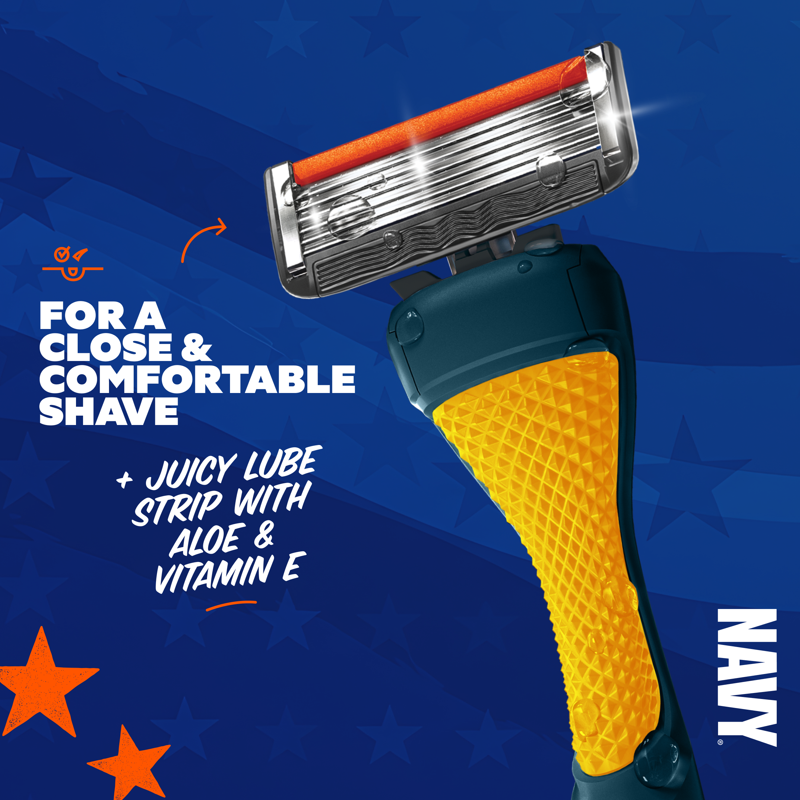 Military Style 6-Blade Razor Starter Set with Handle & Blades