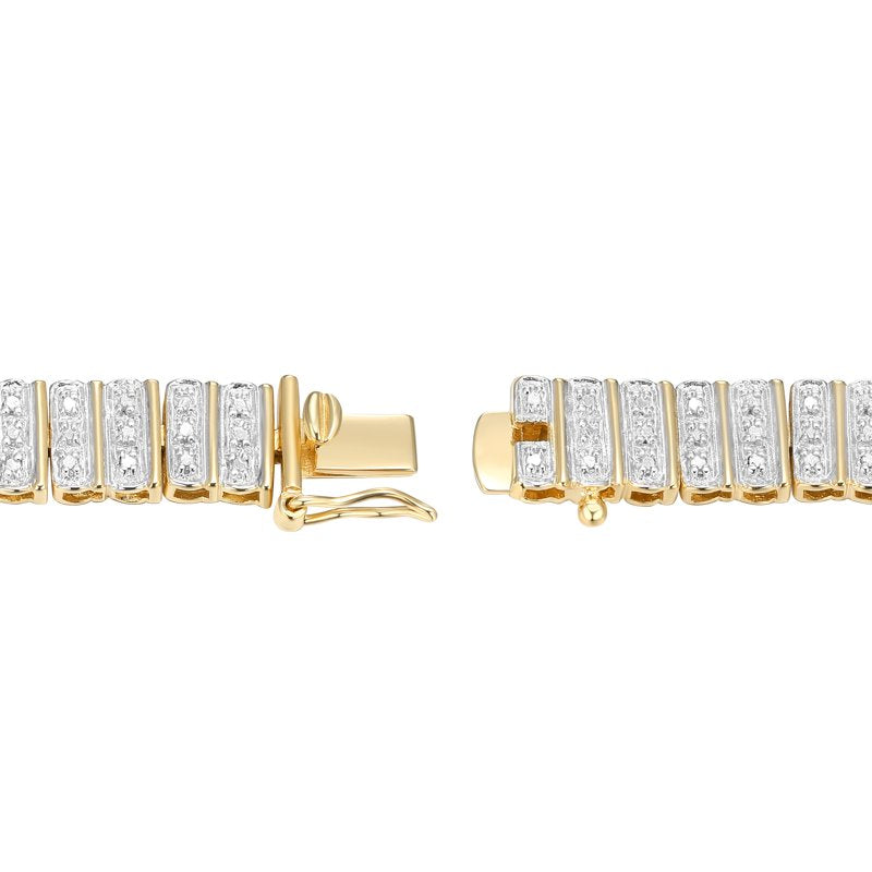 Forever Facets Diamond Accent 4-Row Gold Plated Bracelet for Women
