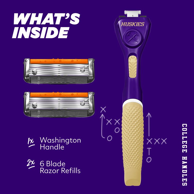 6-Blade Razor Starter Set with School Colors - Shaving Kit for Men