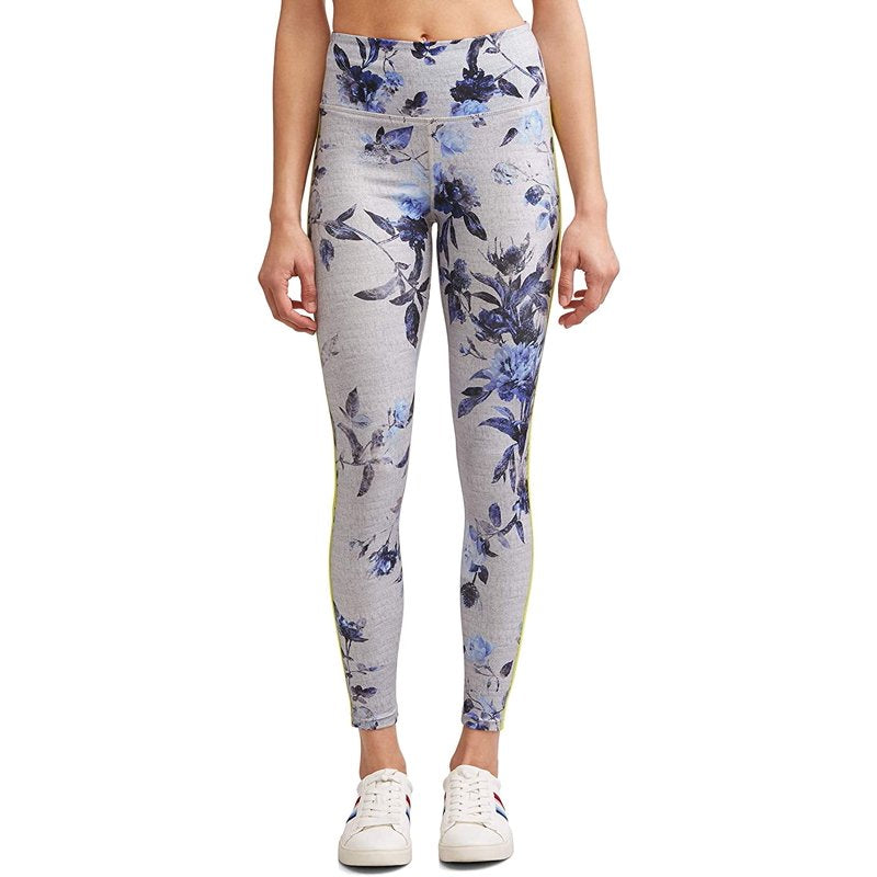 Women's Floral Side Stripe Leggings - High-Waist Activewear Yoga Pants
