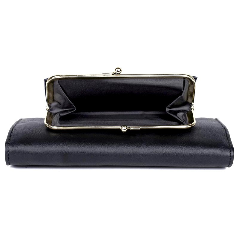 Women's Leather Clutch Organizer with Removable Checkbook & Card Slots