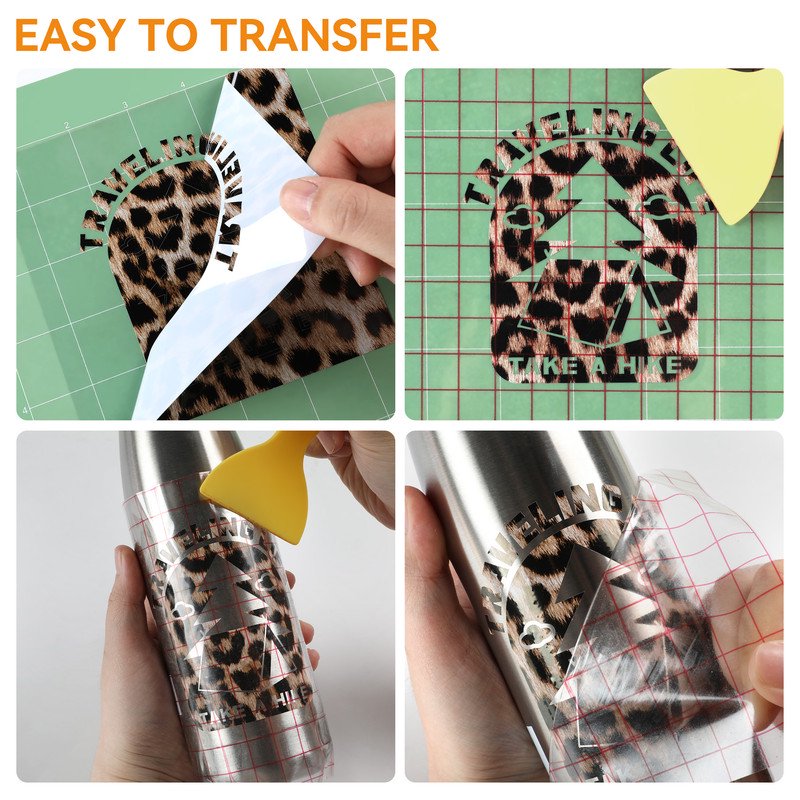 Permanent Vinyl Roll 12" x 6ft for Crafting & Sign Making - Leopard & Plaid Patterns