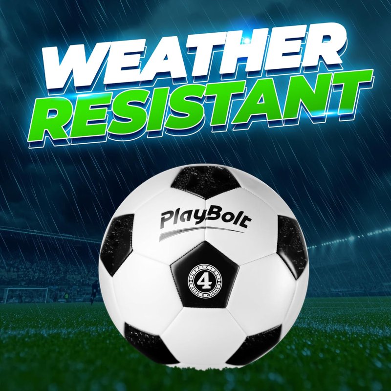 Size 4 PlayBolt Soccer Ball with Hand Pump - Training & Outdoor Play (1 Pack) - Variation 4