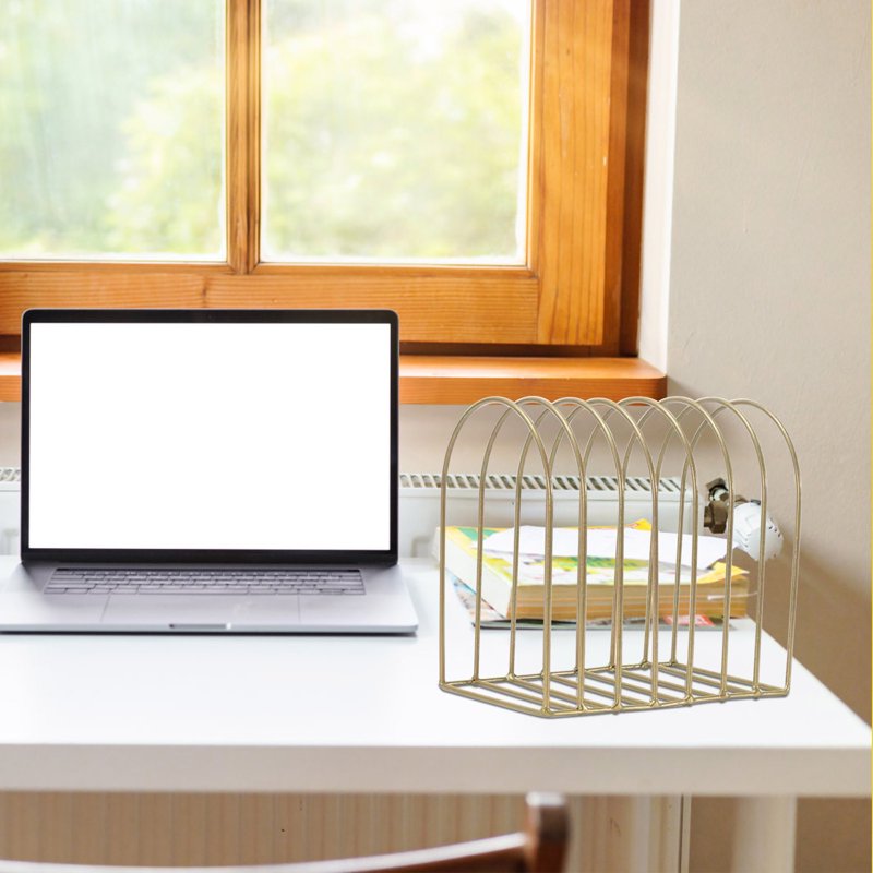 7-Slot Desk File Organizer Magazine Holder Metal Rack for Office Home Decor