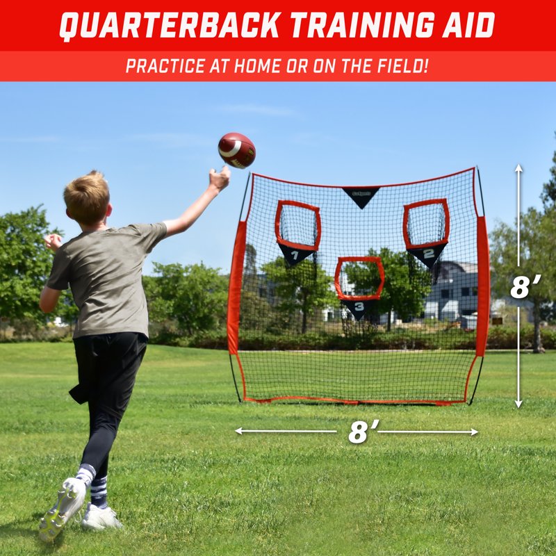 8x8 ft Football Throwing Net for QB Training - Improve Passing Accuracy