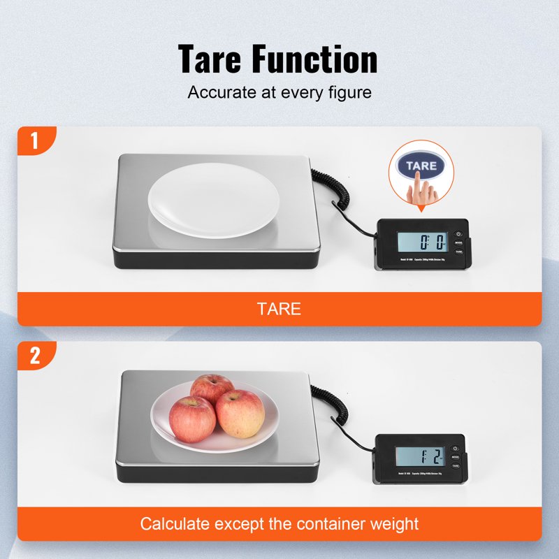 Digital Postal Scale 440 lbs with LCD Display, Tare Function, and AC/DC Power