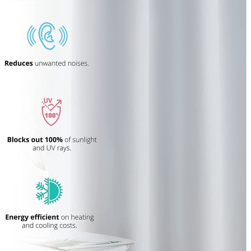 Blackout Window Curtain Set 2 Panels Foam Lined Grommet Drapes - Ivory Off-White 35x84 inches