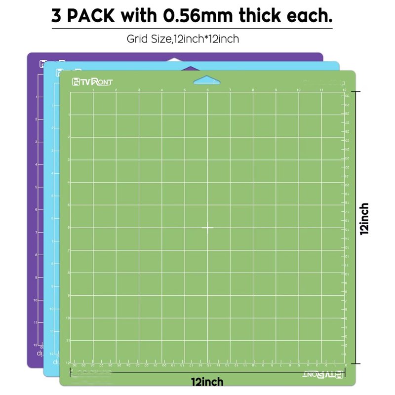 3 Pack 12x12 Cutting Mats for Crafting - Strong Grip & Durable Adhesive