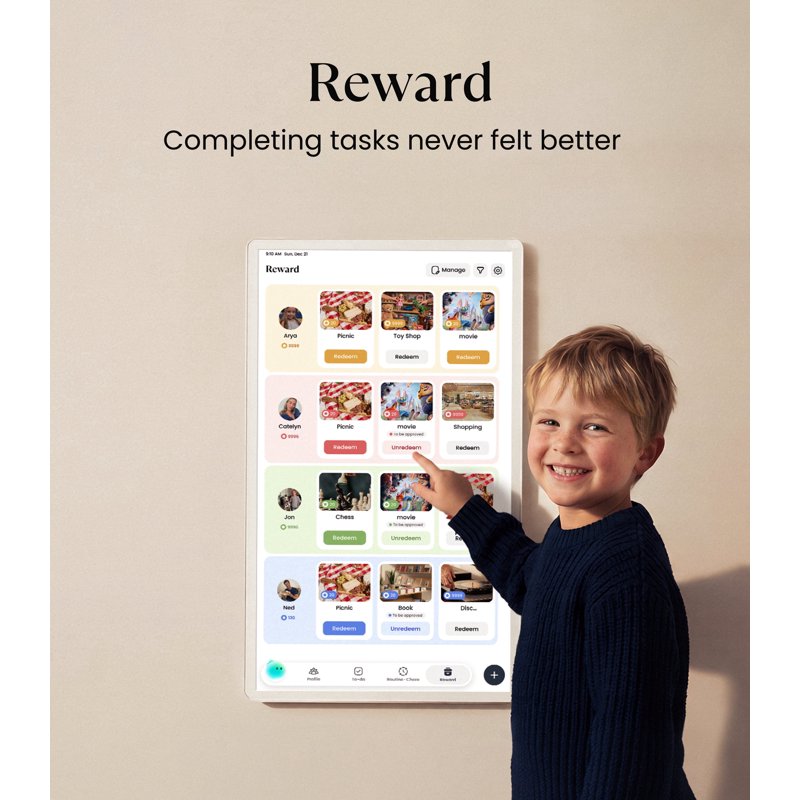 32-Inch Smart Digital Wall Calendar with Touch Screen & Chore Planner