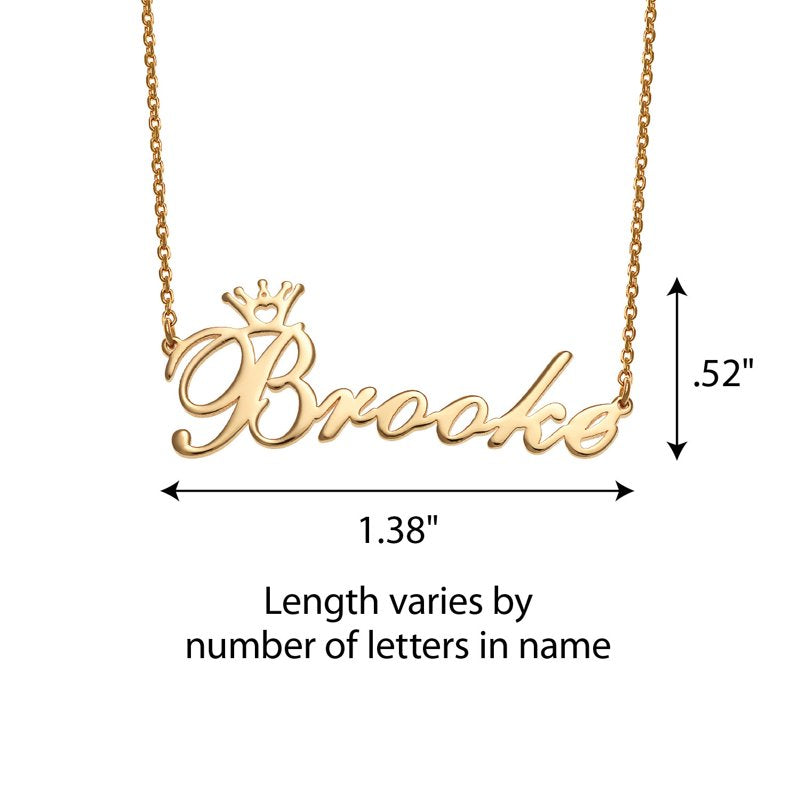 Personalized Girl's Sterling Silver or Gold Over Silver Name Necklace with Crown Pendant