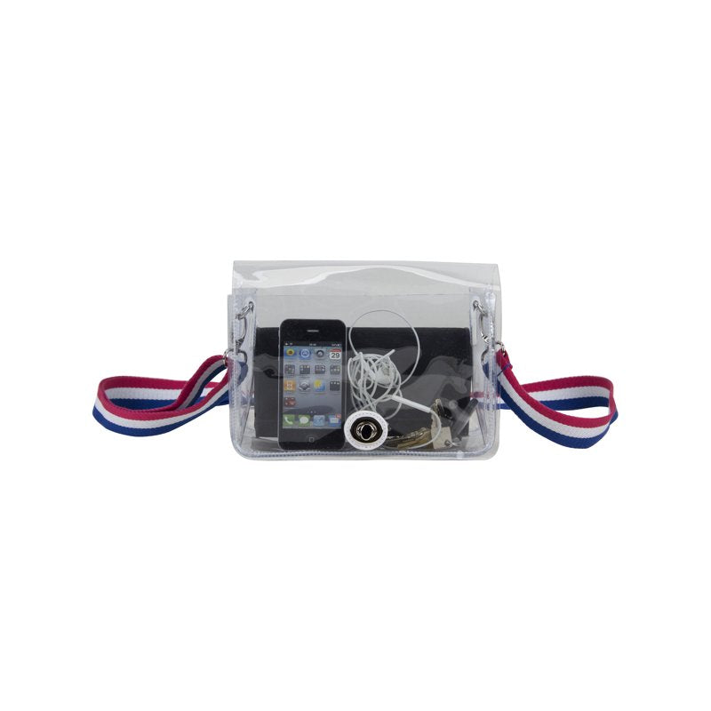 Clear Crossbody Bag with Webbing Strap - Multiple Colors