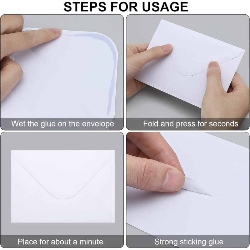 100-Pack 4x6 Inch White Envelope Set for Invitations and Cards - Wet Seal