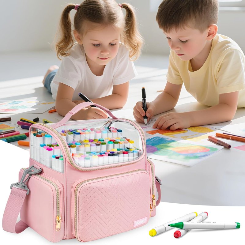 Large Capacity Art Marker Organizer Case Holds 180-300 Pens with Dividers & Pockets