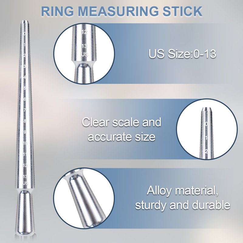Jewelry Ring Sizing Tool Kit with Gauge Stick Hammer and Mandrel