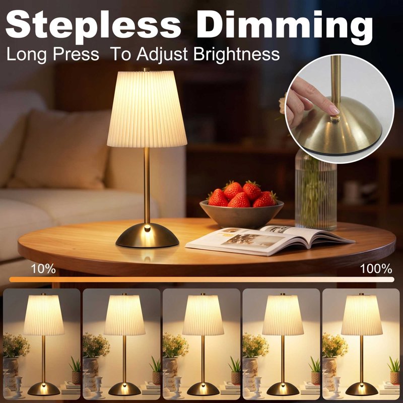 Rechargeable Cordless Table Lamp with 3 Color Temperatures & Dimming