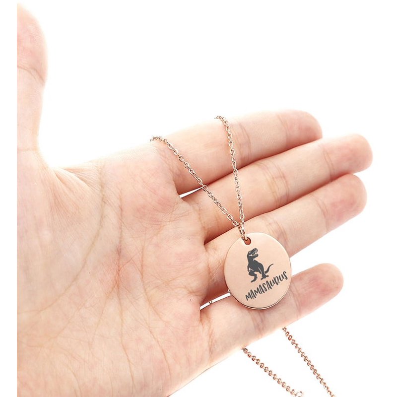 Mamasaurus Dinosaur Necklace for Mom and Grandma - Stainless Steel Gift Jewelry