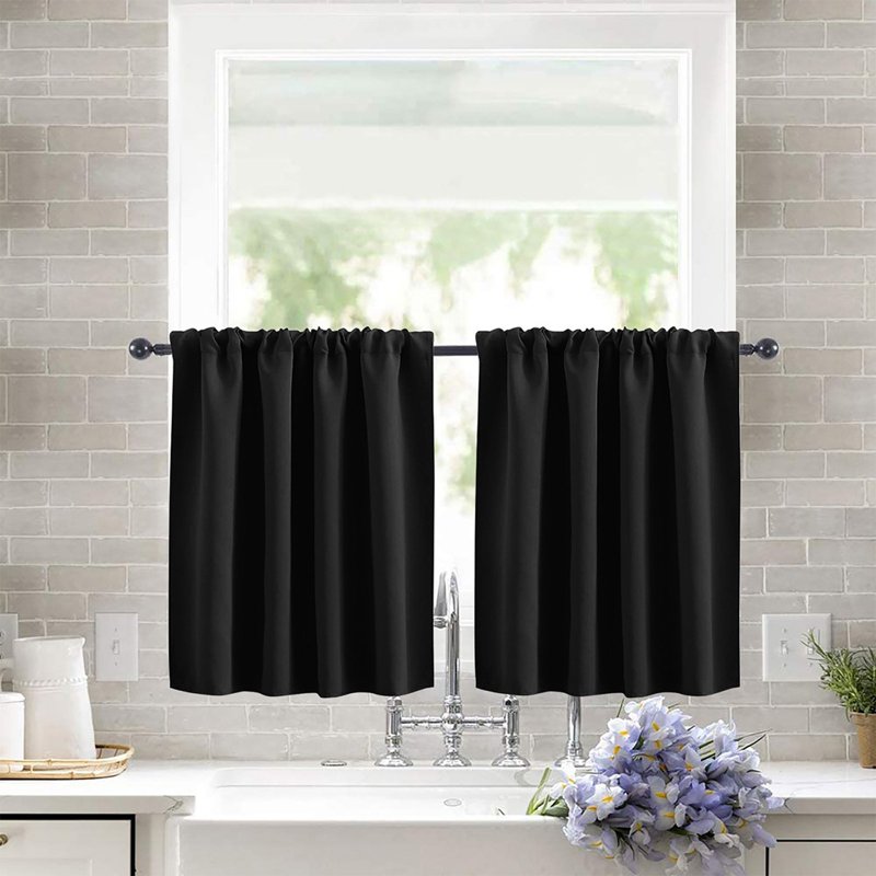 Blackout Window Curtains for Privacy - Short Half-Door Drapes for Bedroom and Kitchen