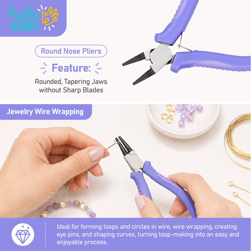 Jewelry Making Round Nose Pliers with Nylon Handles - Wire Looping & Shaping Tool