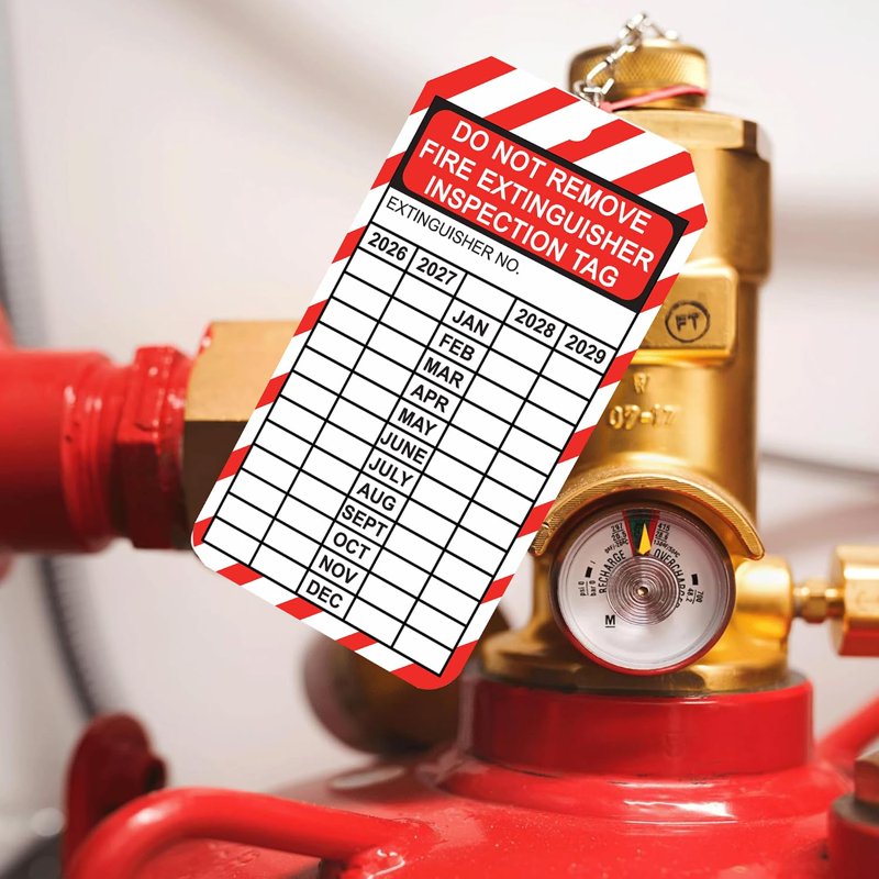 Fire Extinguisher Inspection Tags 25 Pack Waterproof Vinyl Labels 3.25x5.75in