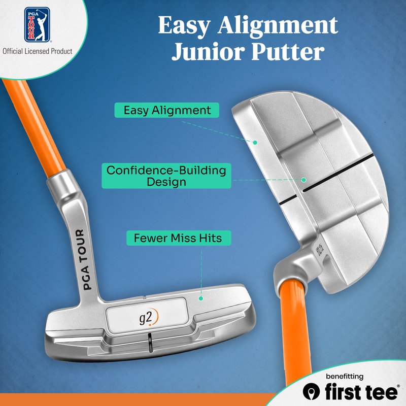 PGA TOUR x First Tee Junior Golf Club Set - Right Handed, 5-Piece with Carry Bag, Height 3'6"–4'1", Orange