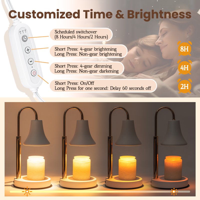 Dimmable Candle Warmer Lamp with Timer - Wax & Fragrance Heater for Home & Bedroom