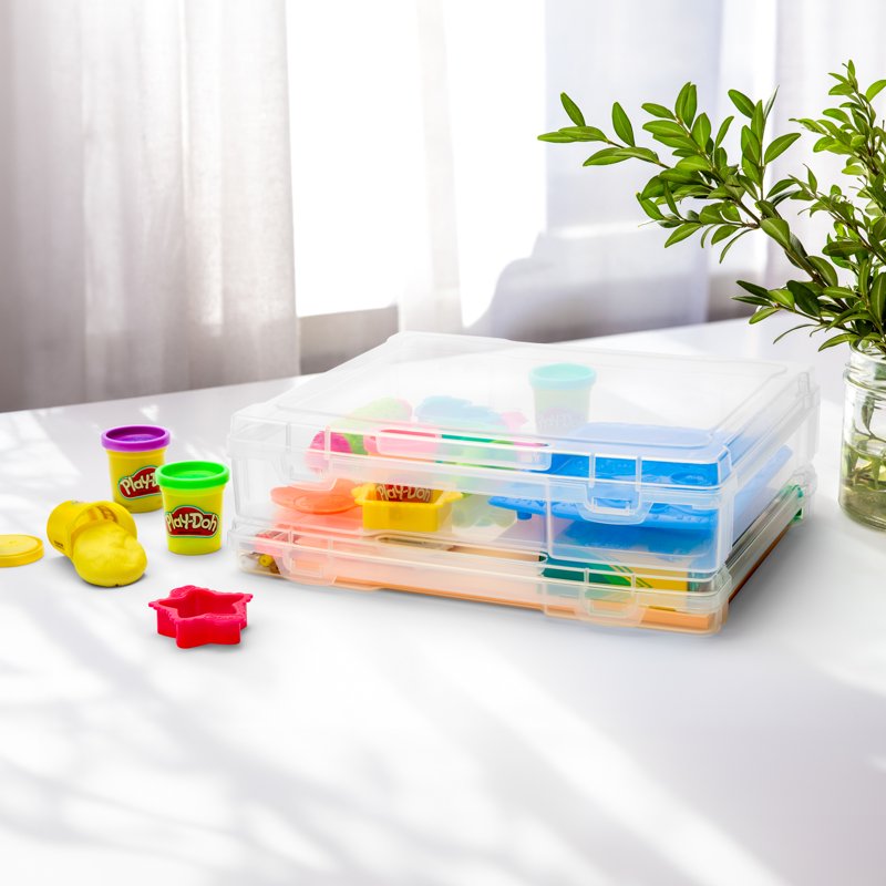 Stackable Clear Plastic Project Case – Organize Craft Supplies & Board Games