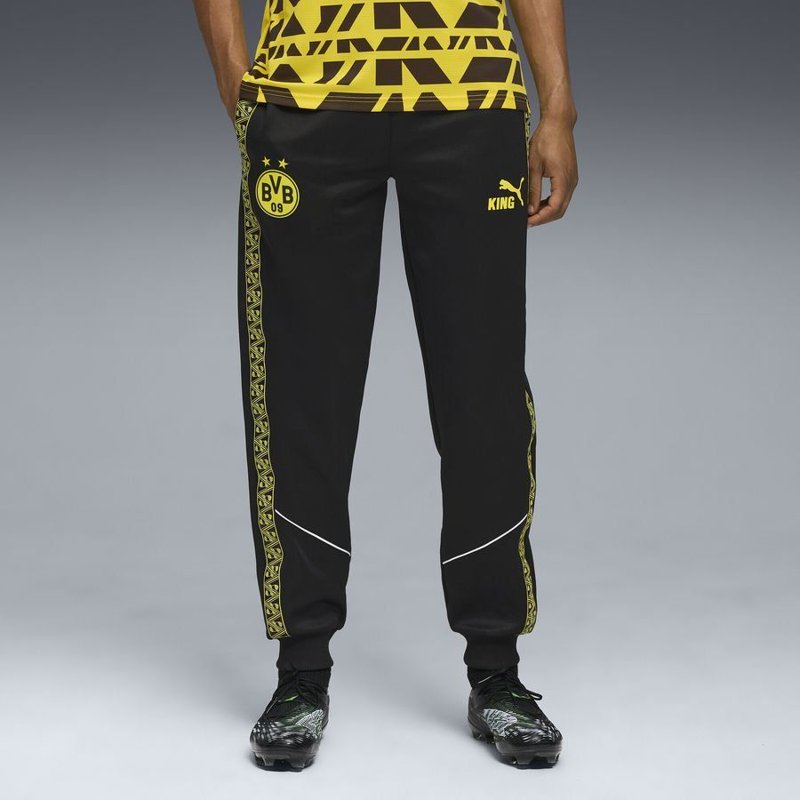 Men's Soccer Pants with Tapered Fit and Moisture-Wicking Fabric - Black & Yellow