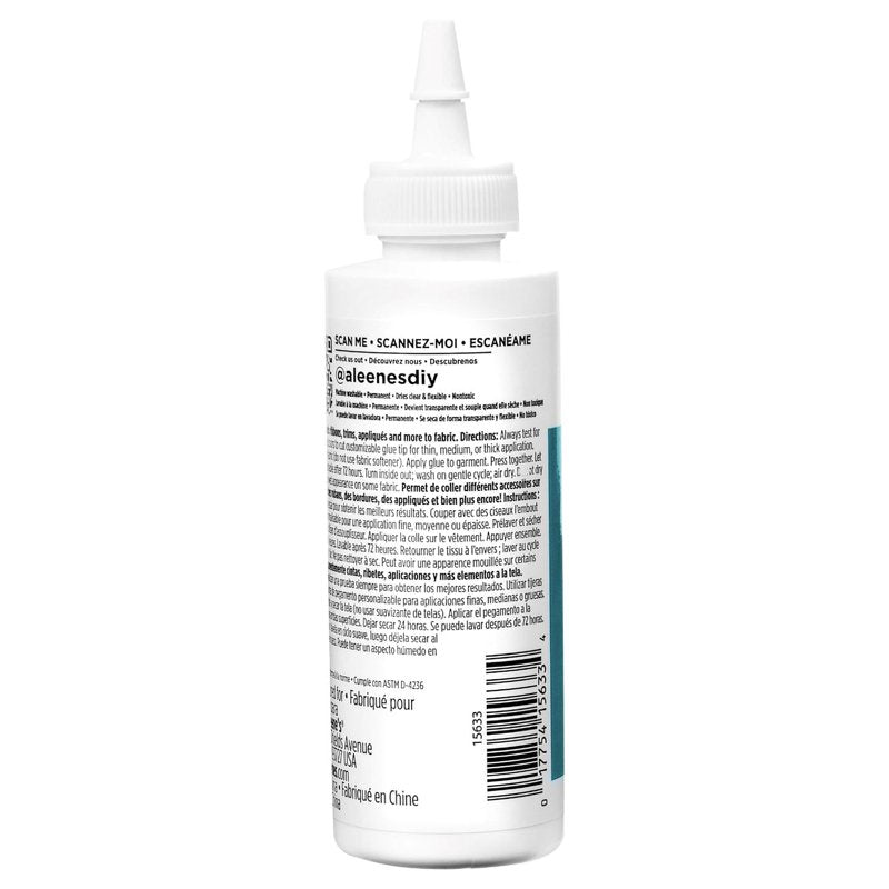 Fabric Glue Permanent Washable Flexible Clear Adhesive 4 fl oz - Aleene's