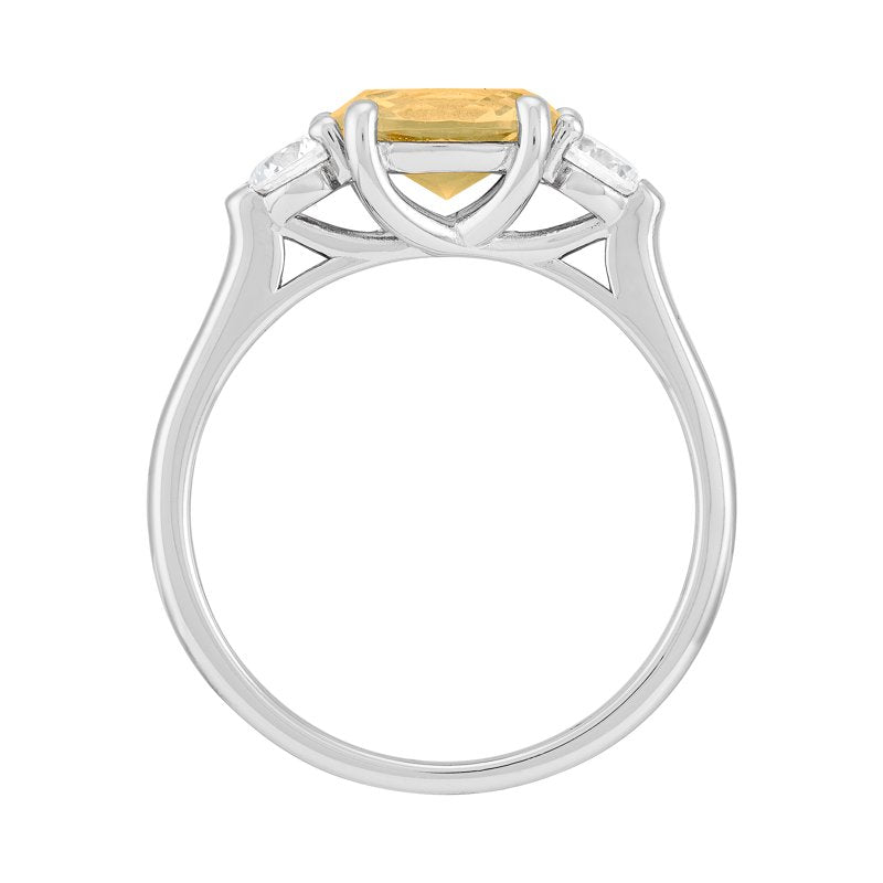 Sterling Silver Oval Citrine Ring Size 7 with Cubic Zirconia Accent