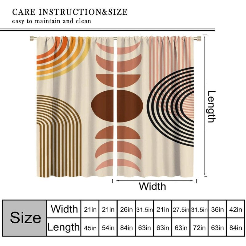 Minimalist Rainbow and Moon Window Curtains - Thermal Insulated 2 Panel Sets