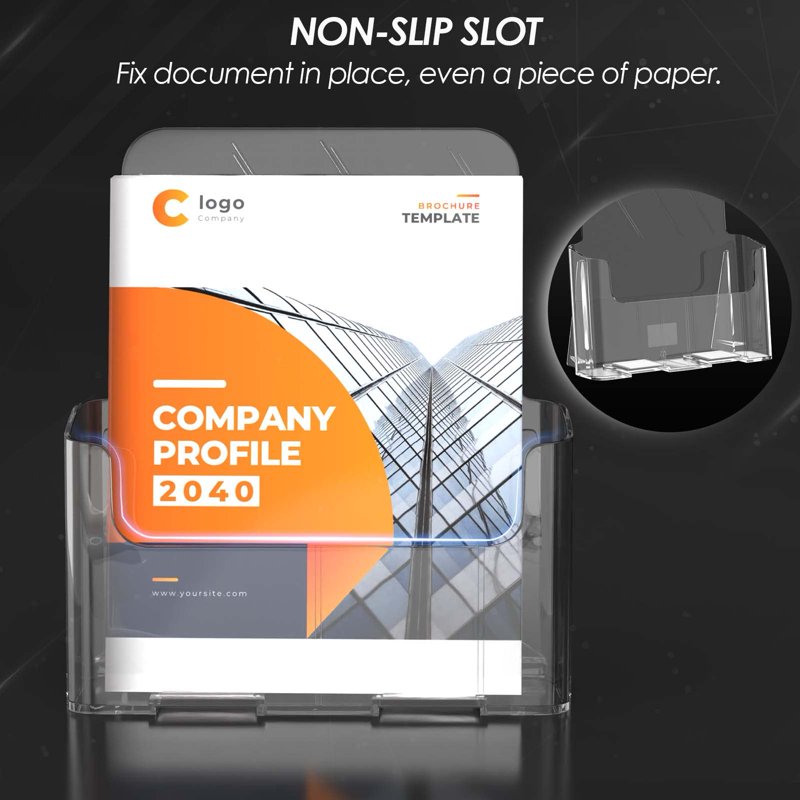 Acrylic Brochure Holders 2-Pack - Wall-Mountable Literature Display Racks