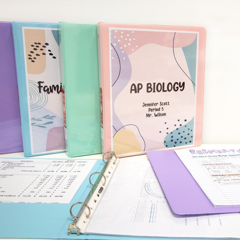 Assorted Pastel Color 3-Ring View Binders - 175 Sheets, 4 Pack
