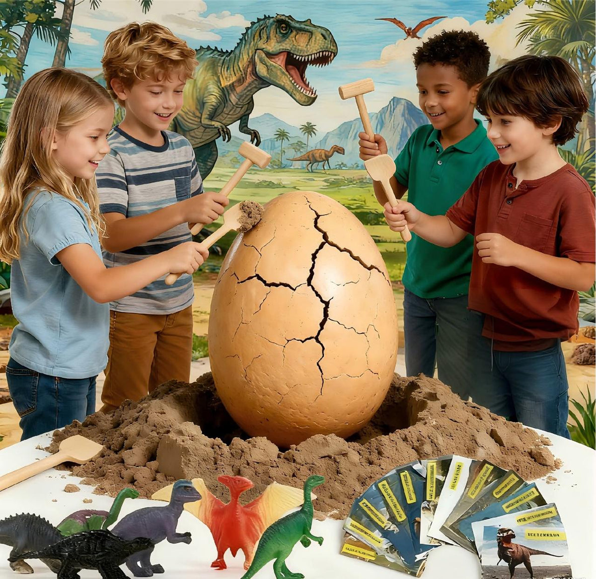 Giant Dinosaur Egg Excavation Kit for Kids - STEM Science Discovery Toy with 12 Dinosaur Models & Wooden Tools