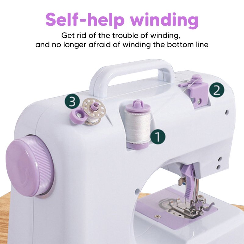 Mini Portable Sewing Machine for Kids & Beginners - 12 Stitch Patterns, Double Thread, Easy Operation