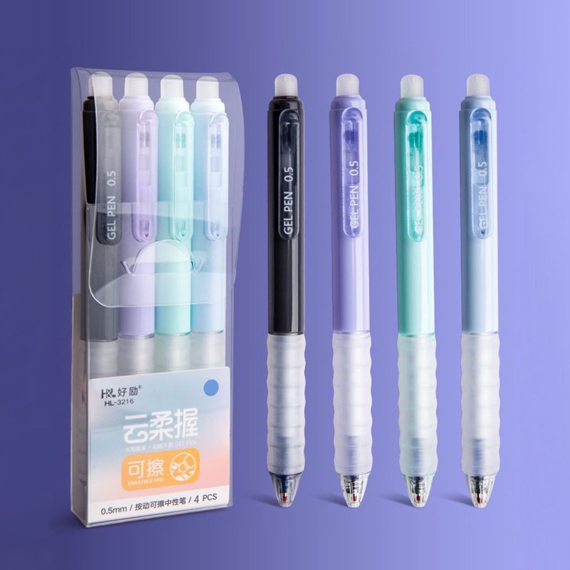Erasable Gel Pen Refills 0.5mm Retractable Black & Blue Ink Comfortable Grip
