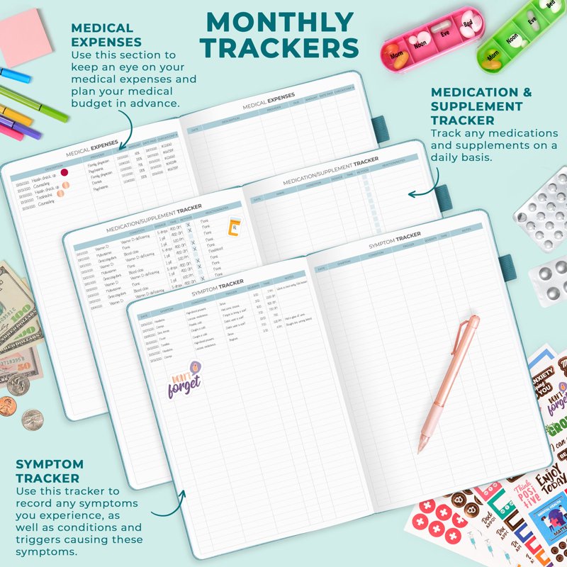 Medical Planner 12-Month Health Notebook with Tracking & Wellness Features
