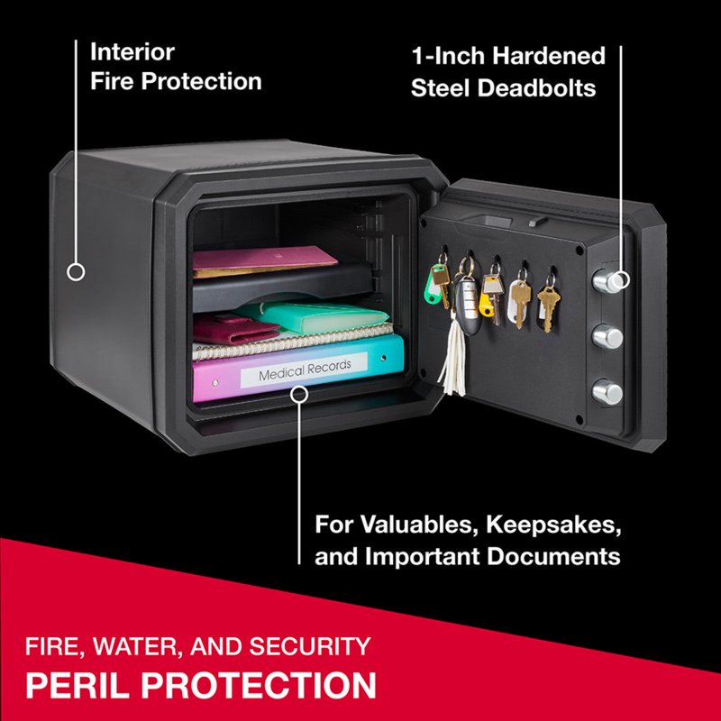 Fireproof Waterproof Security Safe with Digital Keypad 0.82 Cu Ft Black