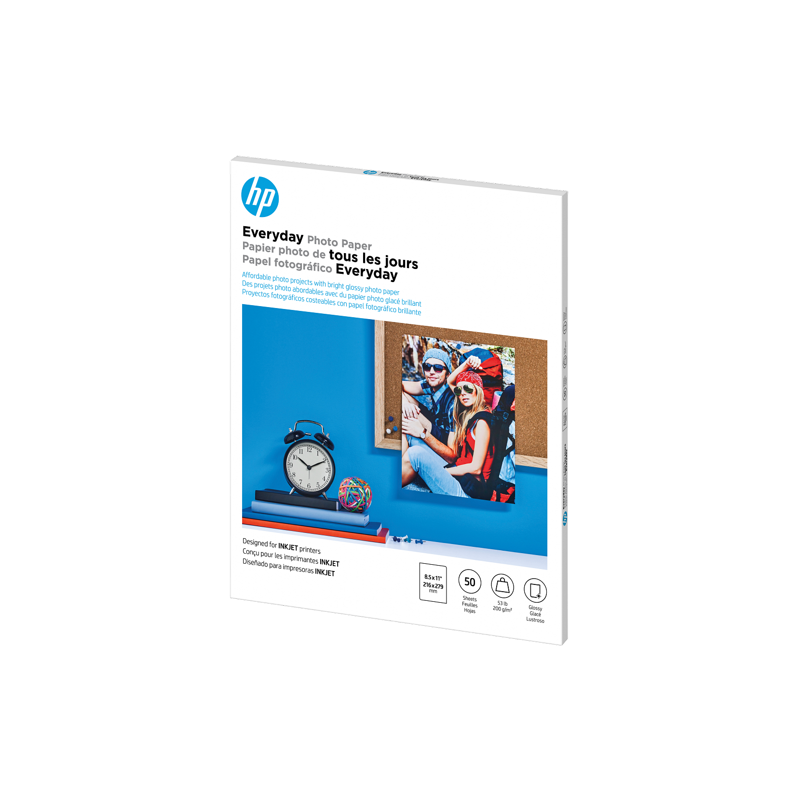 HP Everyday Semi-Gloss Photo Paper 8.5 x 11 Inch Letter Size - 50 Sheets