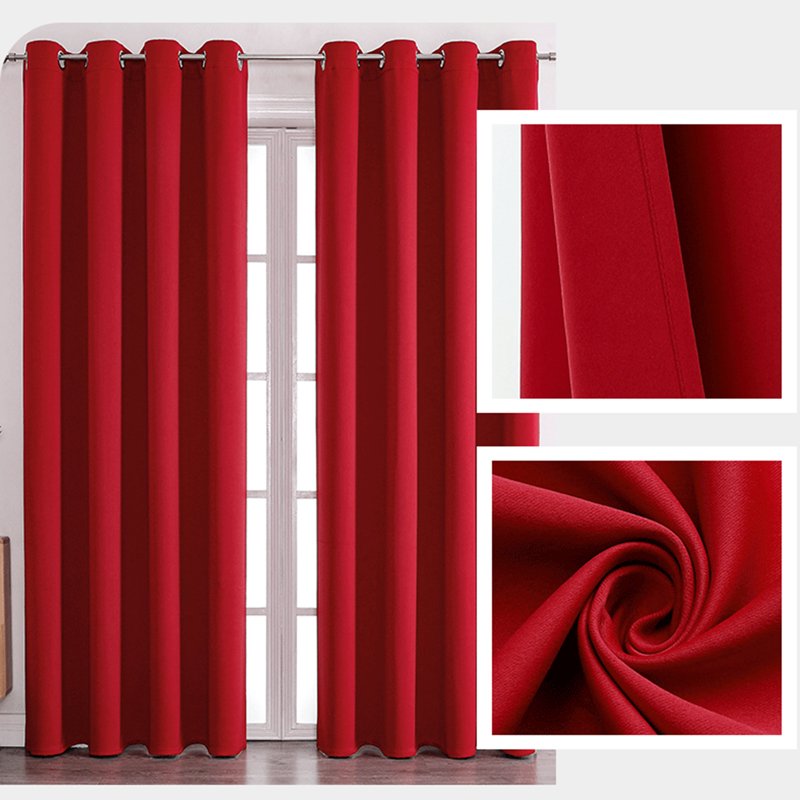 Blackout Curtains 51 Inch Long 2 Panels Set - Thermal Insulated Drapes for Bedroom & Living Room (W39 x L51 Inches, Red)