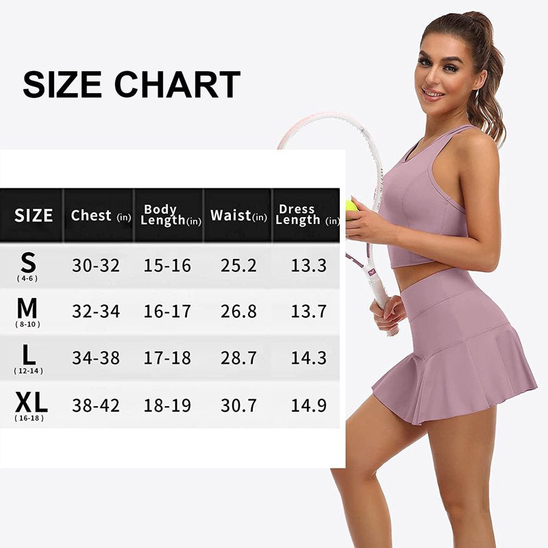 Women's 2 Piece Tennis Skirt Sets with Built-in Shorts & Pockets - Athletic Dress